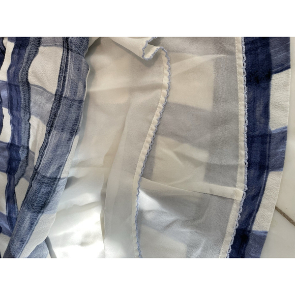 Maeve for Anthropologie Navy Blue And White 3/4 Sleeve Plaid Mini Dress Medium - Picture 7 of 14